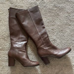 Cole Haan Brown Leather Block Heel Boots Size 9